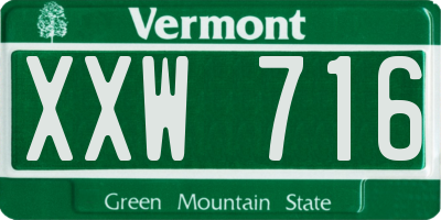 VT license plate XXW716