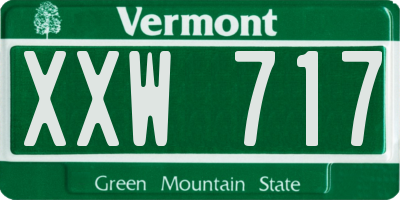 VT license plate XXW717