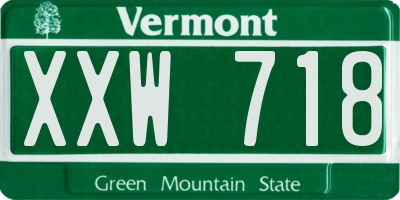 VT license plate XXW718