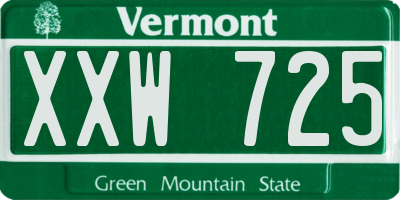 VT license plate XXW725