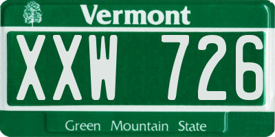 VT license plate XXW726