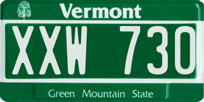 VT license plate XXW730
