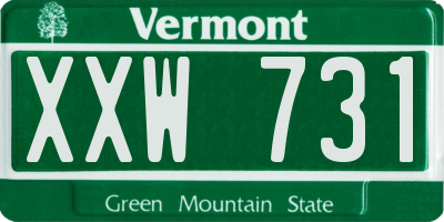VT license plate XXW731