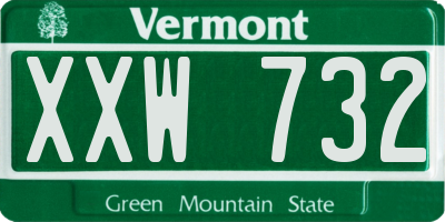 VT license plate XXW732