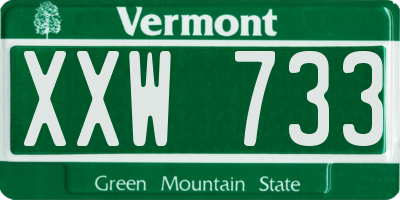 VT license plate XXW733
