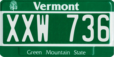 VT license plate XXW736
