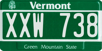VT license plate XXW738