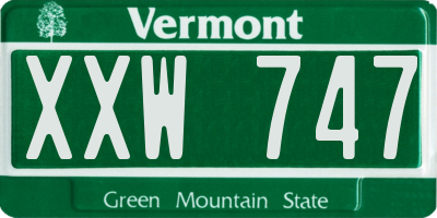 VT license plate XXW747