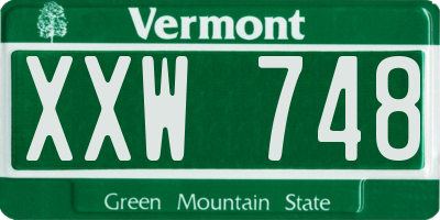 VT license plate XXW748