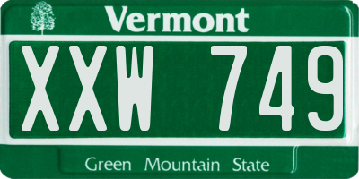 VT license plate XXW749
