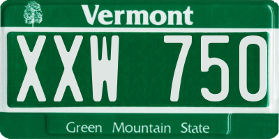 VT license plate XXW750