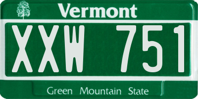 VT license plate XXW751