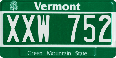 VT license plate XXW752