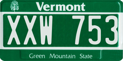VT license plate XXW753
