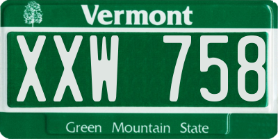 VT license plate XXW758