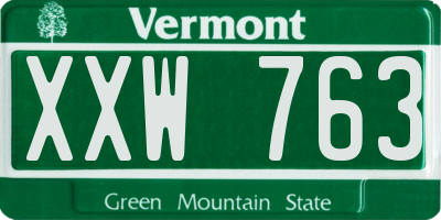 VT license plate XXW763