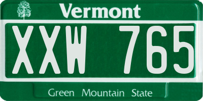 VT license plate XXW765