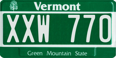 VT license plate XXW770