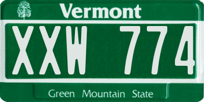 VT license plate XXW774