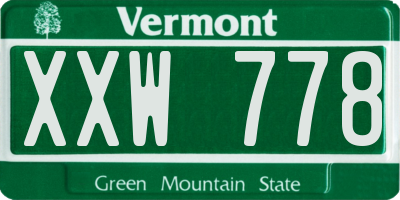VT license plate XXW778