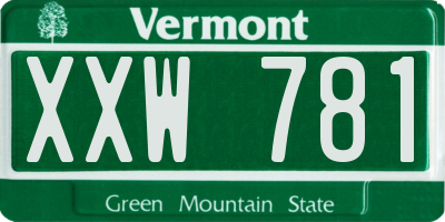 VT license plate XXW781