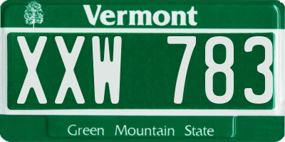 VT license plate XXW783