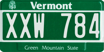 VT license plate XXW784