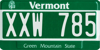VT license plate XXW785