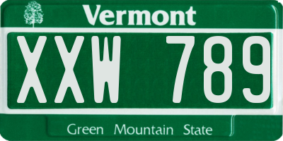 VT license plate XXW789
