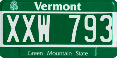 VT license plate XXW793
