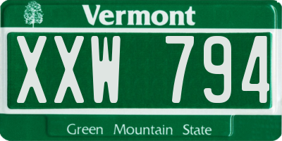 VT license plate XXW794