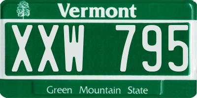 VT license plate XXW795