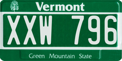 VT license plate XXW796