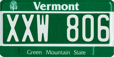 VT license plate XXW806