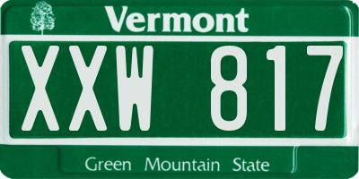 VT license plate XXW817
