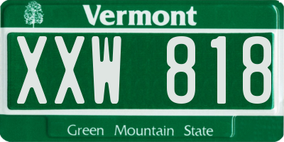 VT license plate XXW818