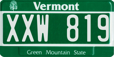 VT license plate XXW819