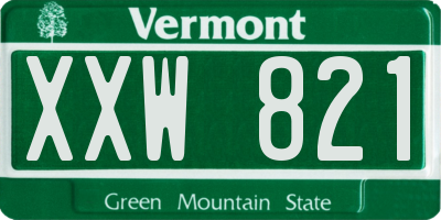 VT license plate XXW821