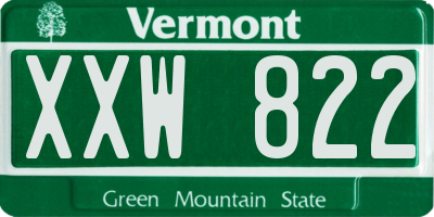 VT license plate XXW822
