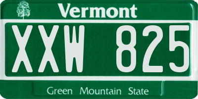 VT license plate XXW825