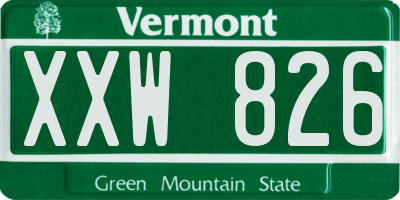 VT license plate XXW826