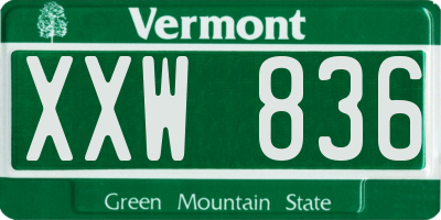 VT license plate XXW836