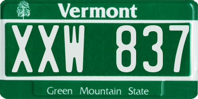 VT license plate XXW837