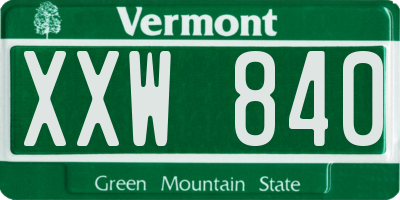 VT license plate XXW840