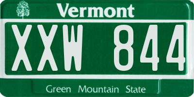 VT license plate XXW844