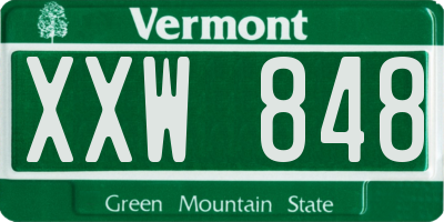 VT license plate XXW848