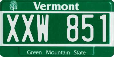 VT license plate XXW851