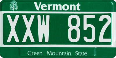 VT license plate XXW852