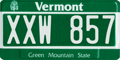 VT license plate XXW857