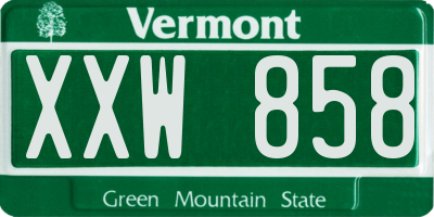 VT license plate XXW858